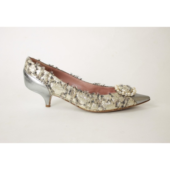 Moschino fuzzy diamond pearl pointed toe pumps - Picture 3 of 8